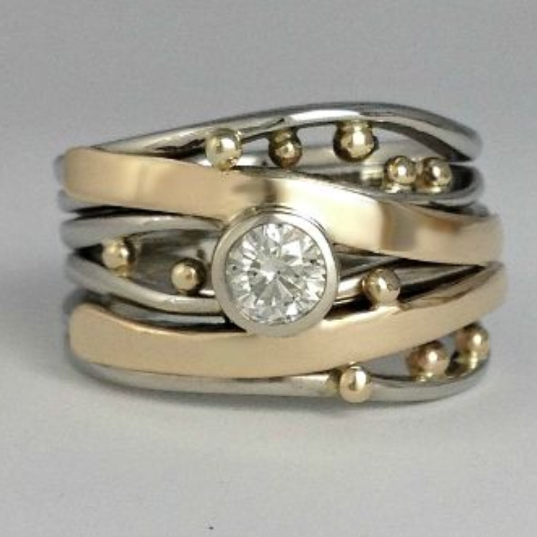 Deborah - Bague en Zirconium Plaqué Or Vintage