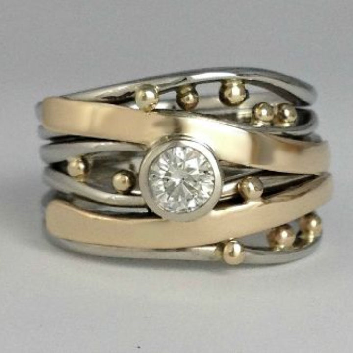 Deborah - Bague en Zirconium Plaqué Or Vintage