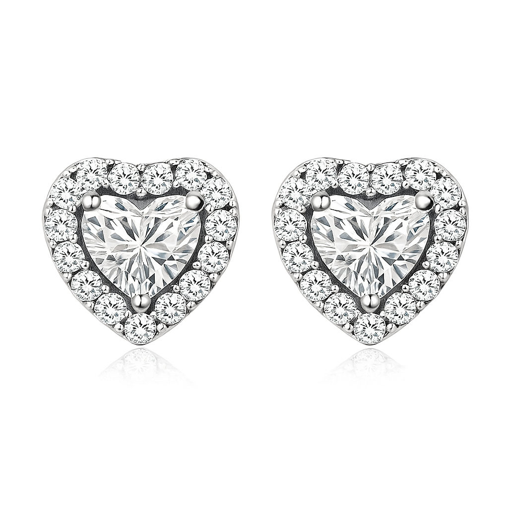 Boucles d'oreilles Luna Heart | Or Blanc