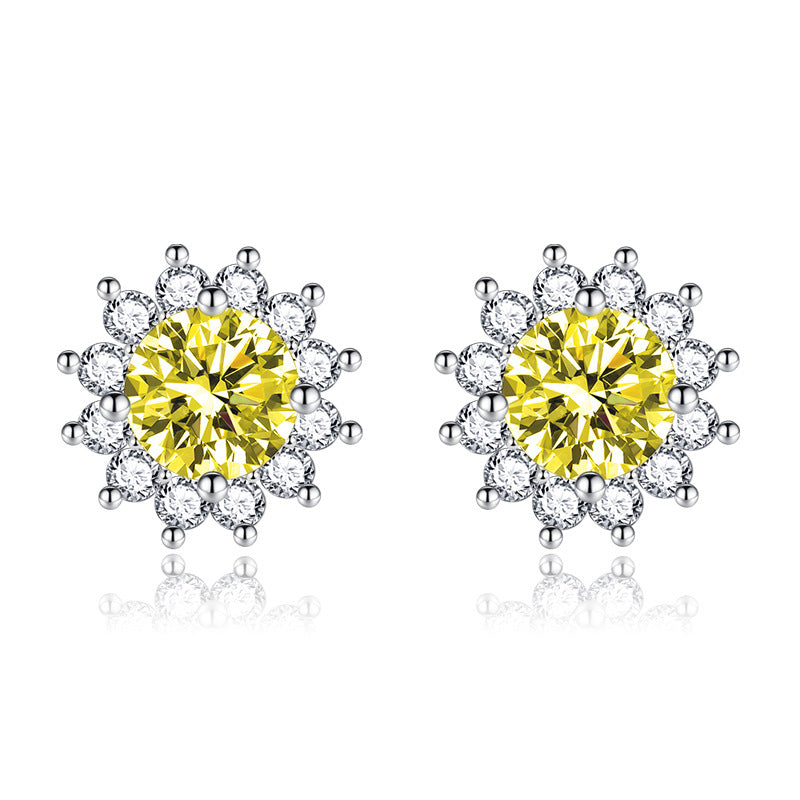 Boucles d'oreilles Muse ensoleillées Jaunes | Or Blanc