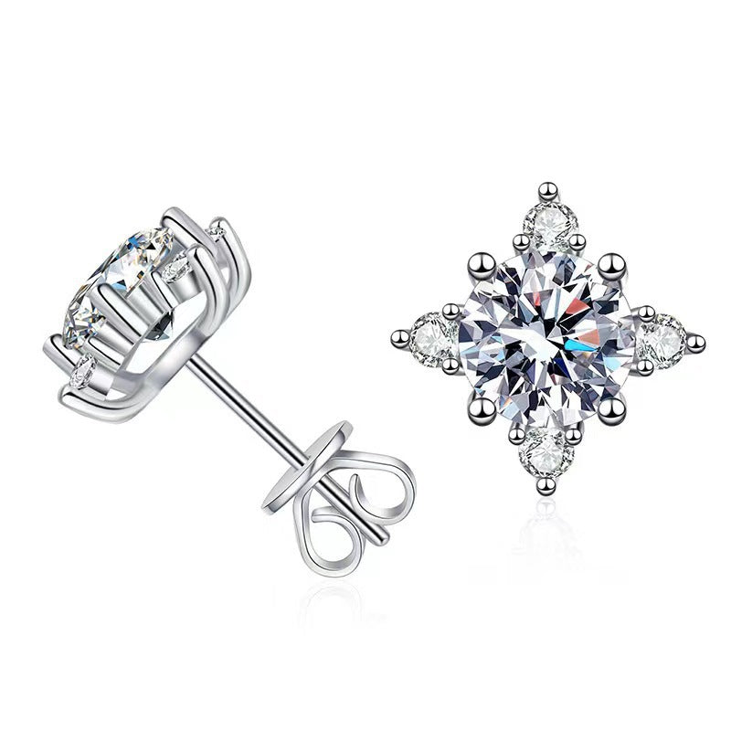 Boucles d'oreilles fleur Aurelie | Or blanc