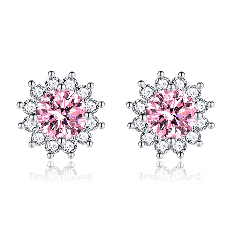 Boucles d'oreilles Muse ensoleillées Rose | Or blanc