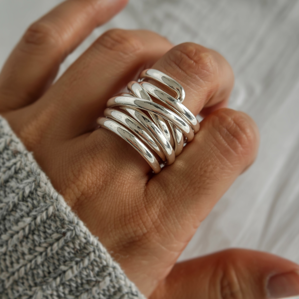 Bliss - Bague en Argent Épais Vintage
