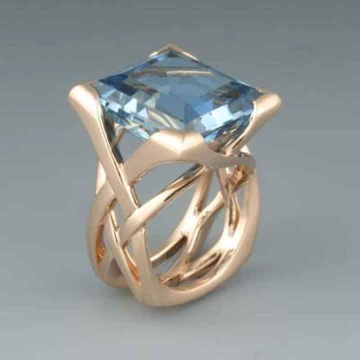 Bague Vintage en Or Rose Bleu